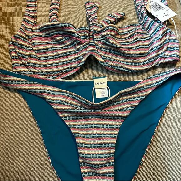 L*Space Camellia Camacho Bikini Set Pique Stripe Large Top Bottom - Picture 5 of 6